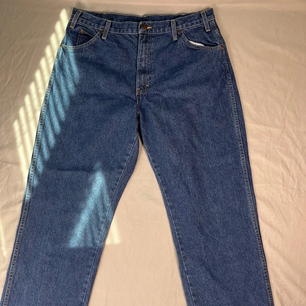 Y2K Dickies Mens Straight Leg Denim Jeans Medium Wash Blue 36x34